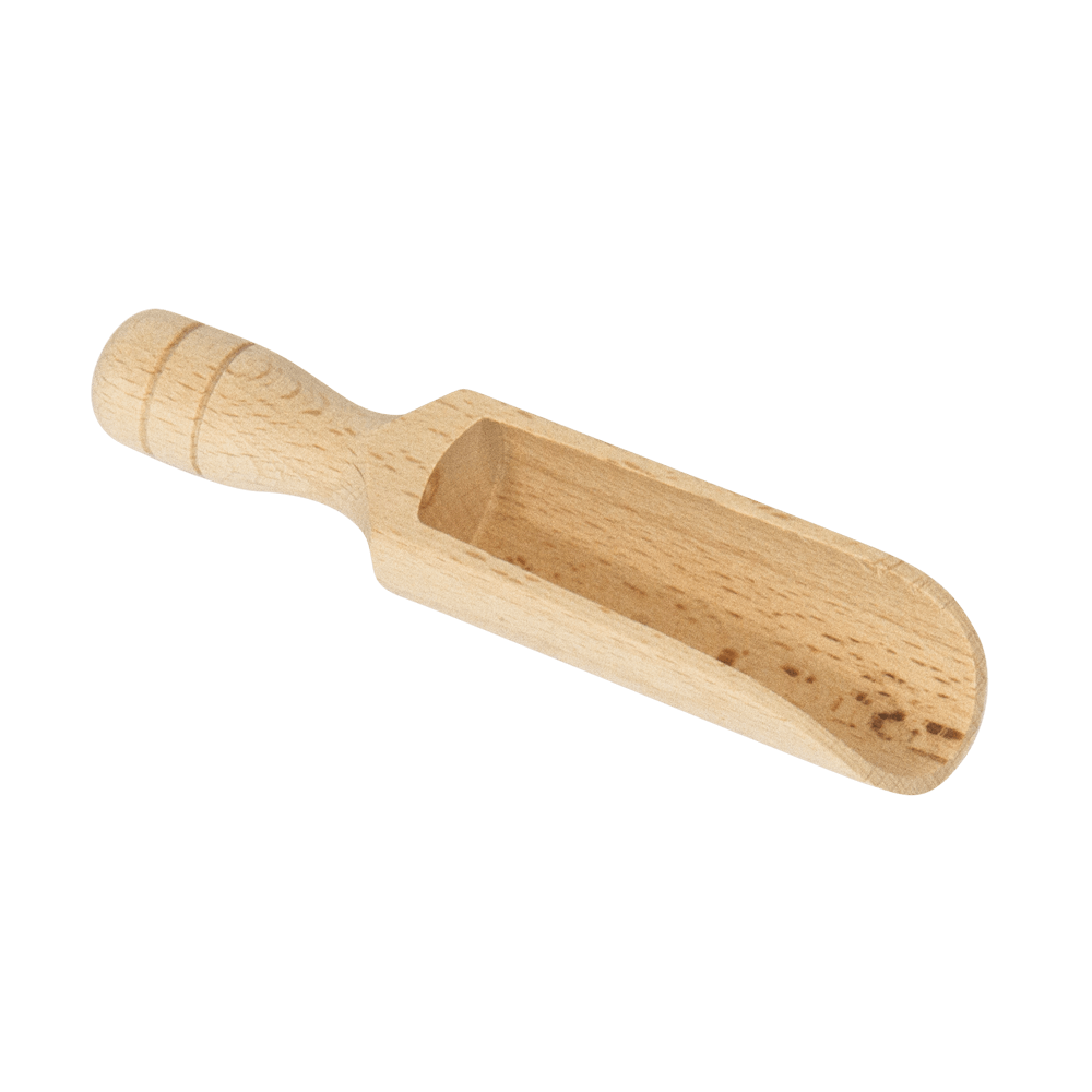Praktisch und nachhaltig: ideal zum Abmessen von Getreide, Flocken und Mehl Getreideschaufel aus naturbelassenem Holz ohne Hintergrund