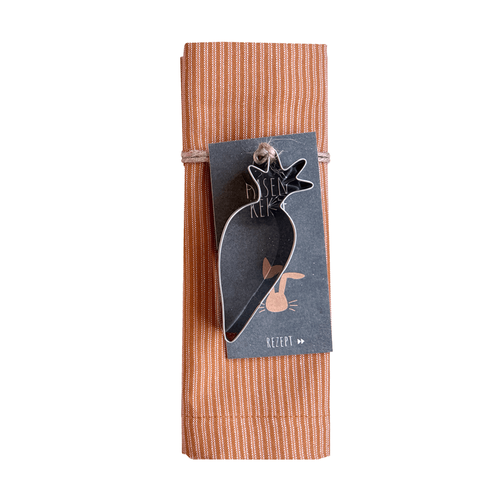 Ostergeschenk für alle Koch- und Backliebhaber Geschirrtuch mit passendem Ausstecher