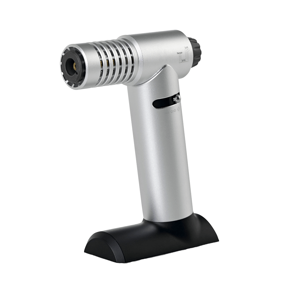 Silberner Flambierbrenner ohne Hintergrund abgebildet 