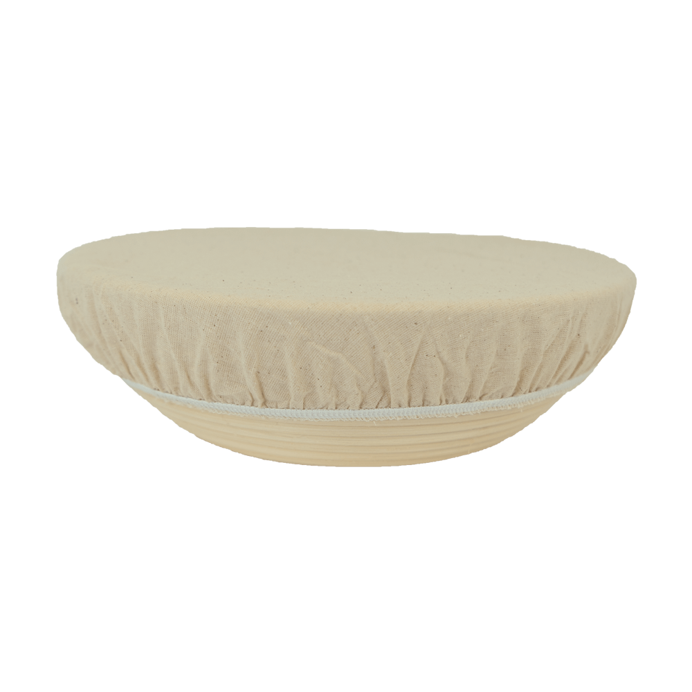 Gärkorbbezug gegen das Austrocknen der Gärhaut Gärkörbchen mit Gärkorbbezug ohne Hintergrund