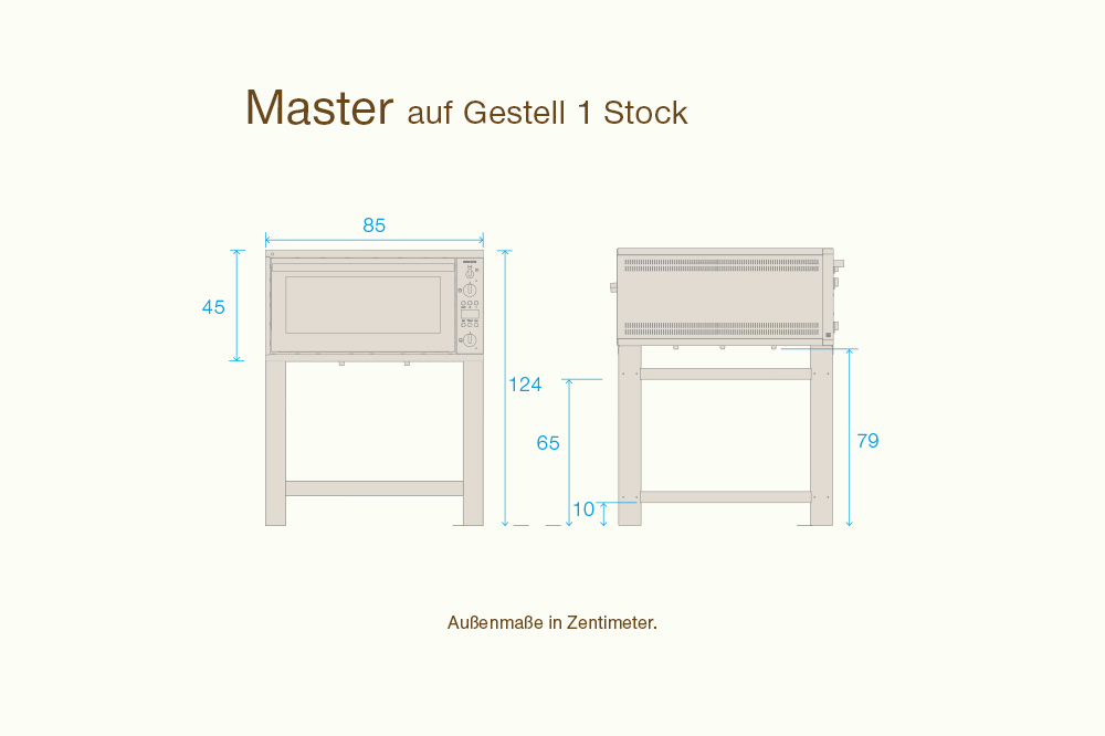 Maße vom Elektro-Steinbackofen Master mit Untergestell