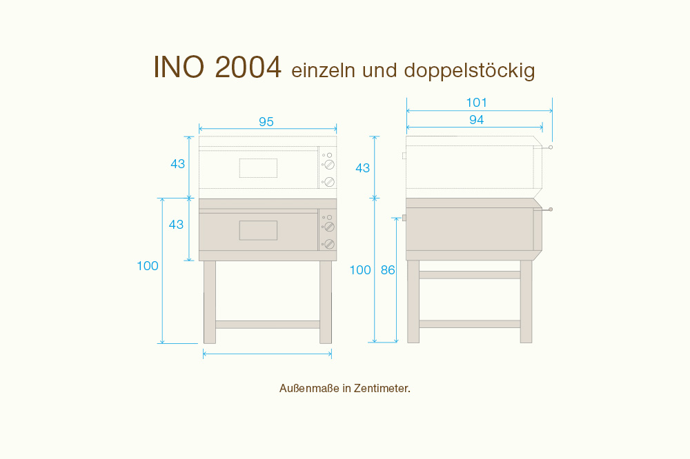 Maße vom Elektro-Steinbackofen INO 2004 Maße vom Elektro-Steinbackofen INO 2004