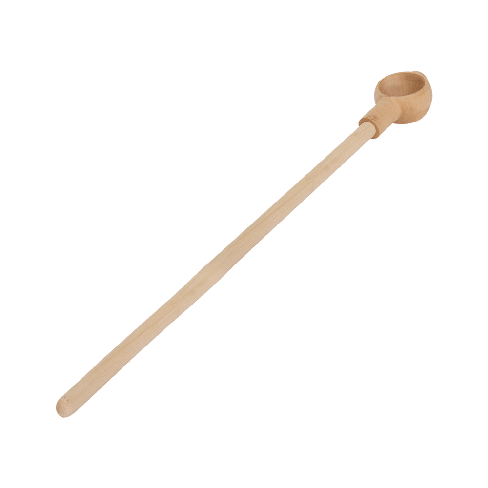 Knauzenschießer aus Holz mit einem langen Stiel ohne Hintergrund abgebildet