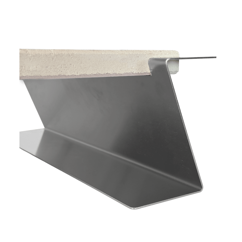 Pizzastein mit Halterung für den Grill Pizzastein auf einer Edelstahl-Halterung Nahaufnahme