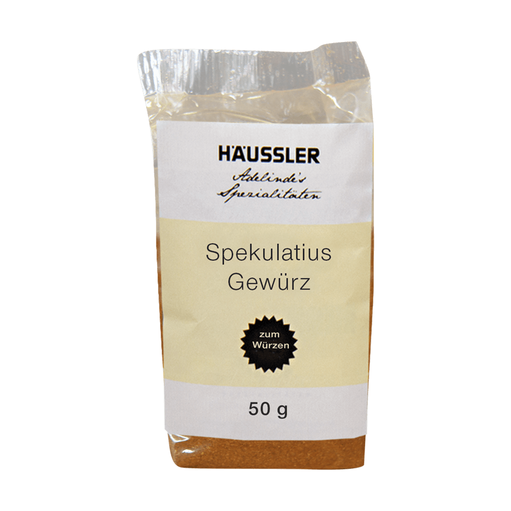 Spekulatius Gewürz Spekulatius Gewürz in transparenter 50 g Verpackung ohne Hintergrund..
