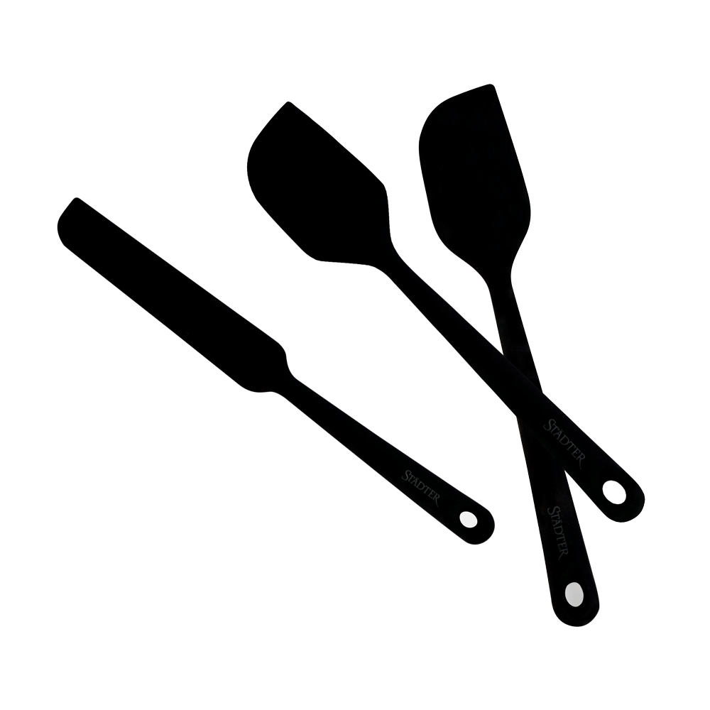 Drei schwarze Silikon Teigschaber 