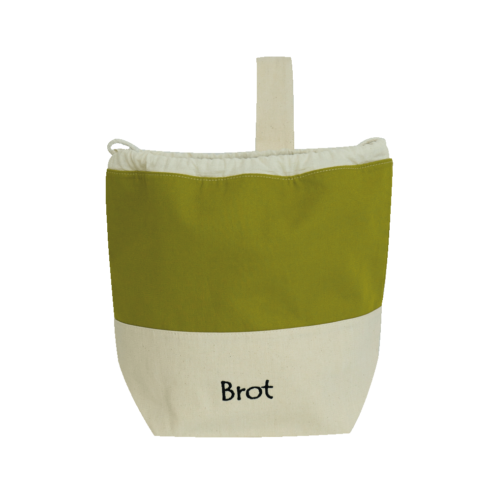 Brottasche aus Baumwolle: Ideal zum Einkaufen, Frischhalten und Servieren. Geöffnete Brottasche zum Einkaufen